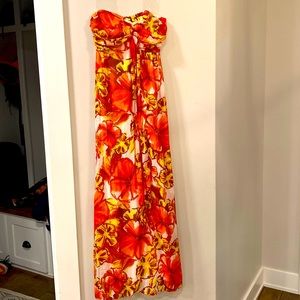 Tropical strapless maxi dress, Xhilaration, size XS